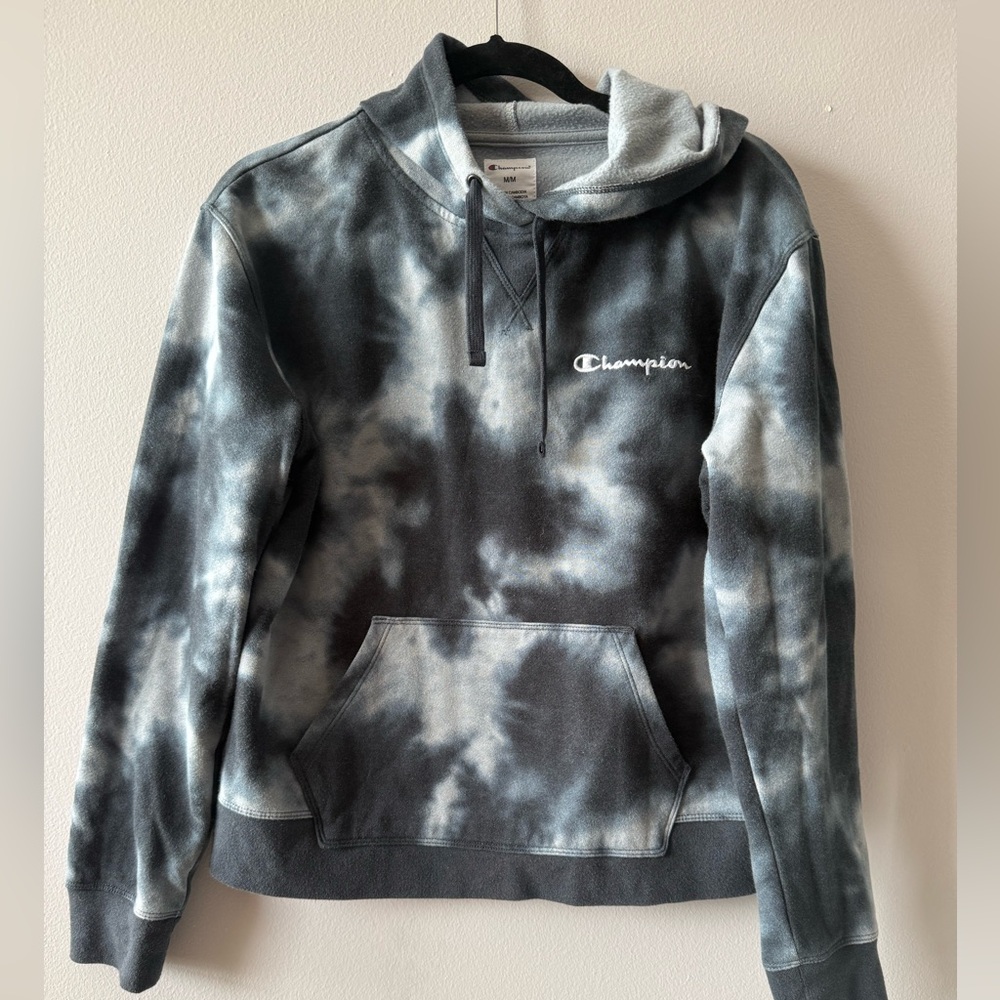 Women’s Champion Black and Gray Tie-Dye Hoodie